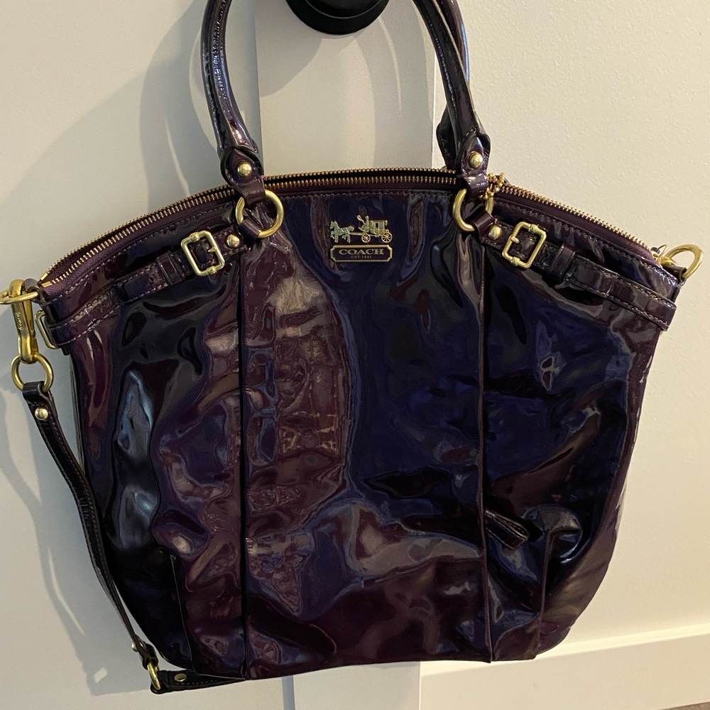 Coach Hobo Patient Leather Eggplant Purse